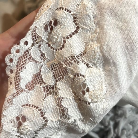 Free People Bodysuit Tank White Beaded Boho Casual Summer Top Women NWT Medium M - Picture 5 of 5